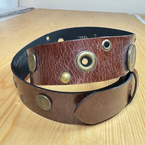 Women’s VTG Belt Sangriorgio Brown Brass Medallions Made in Italy Luxury M - Picture 5 of 8